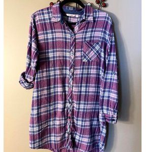 Purple plaid button up nightshirt